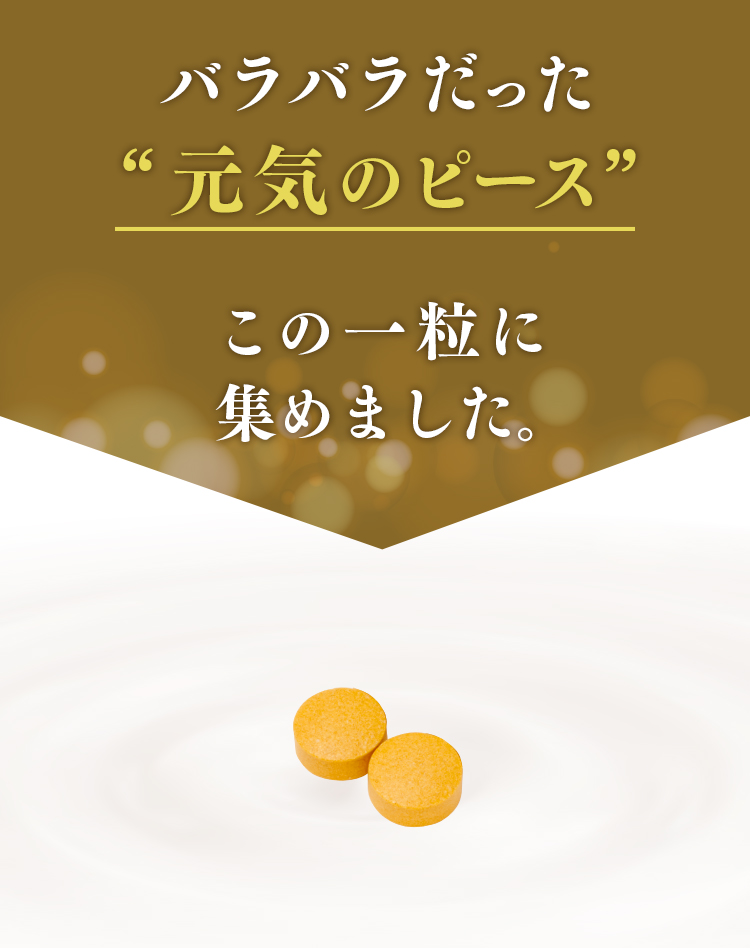 バラバラだった“元気のピース”この一粒に集めました。
