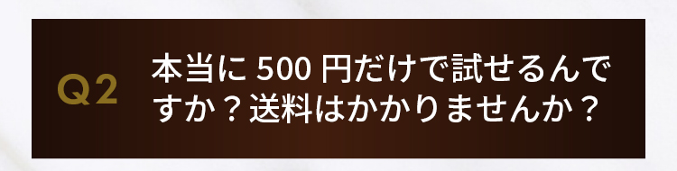 Q2.本当に500円だけで試せるんですか？送料はかかりませんか？